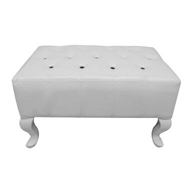 Chesterfield White Leather Footstool - image 1