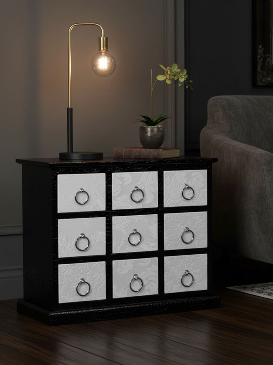 Carla 9 Drawer Crocodile Leather Effect Rectangular Cabinet