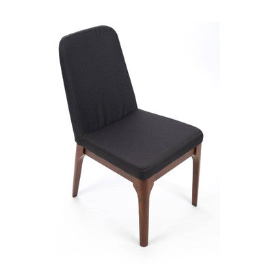 Walnut Veneer Charcoal Woven Mesh Dining Chair