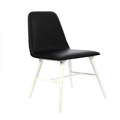 Black Leather Effect Dining Chair with White Legs | Cassy