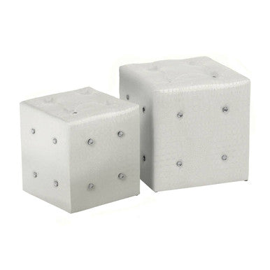Carla Crocodile Leather Effect Off White Stools