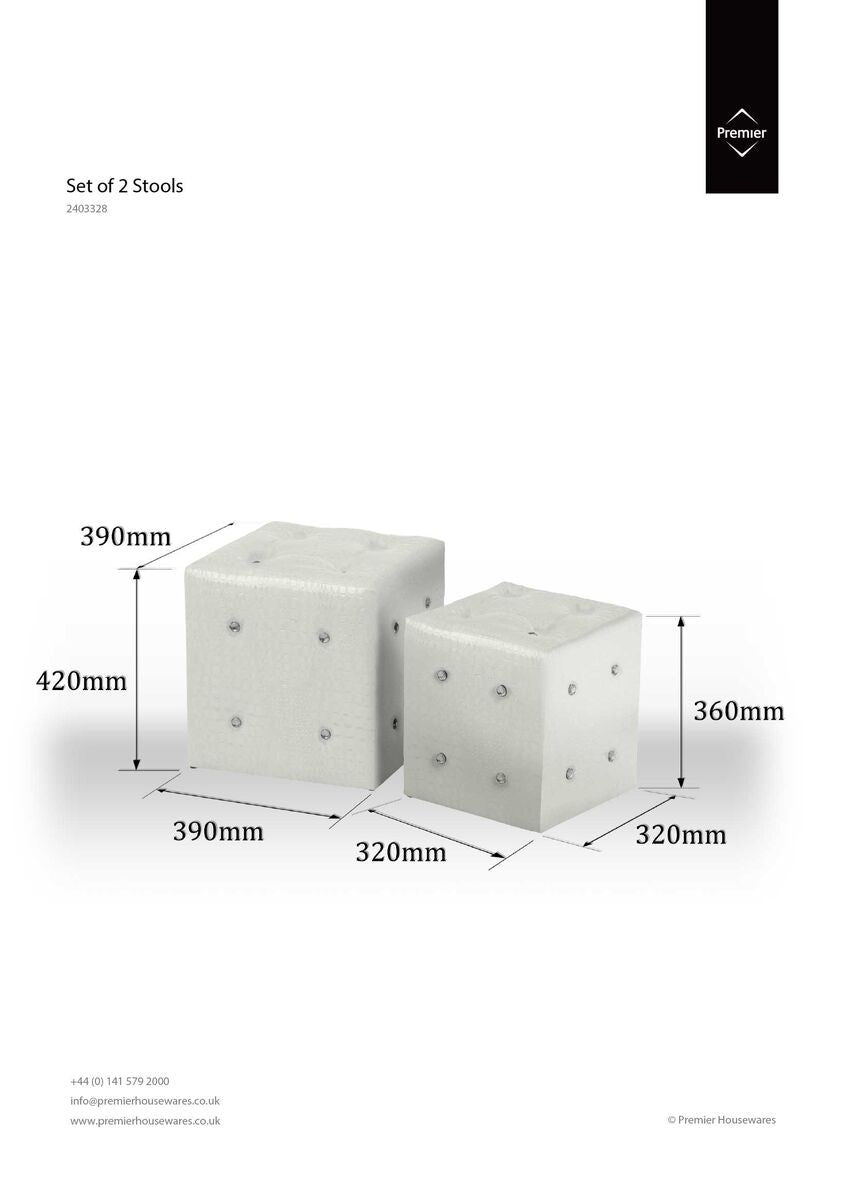 Carla Crocodile Leather Effect Off White Stools