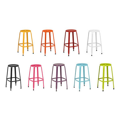Set of colorful stools on a white background