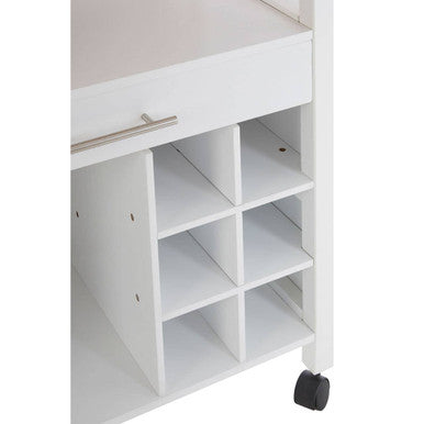 Harlow White and Bamboo Top 1 Drawer Kitchen Trolley