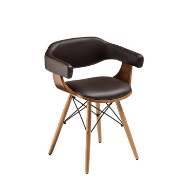 Chair with brown cushioned seat and backrest on a white background