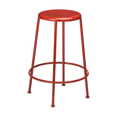 Artisan Red Metal Stool - image 1