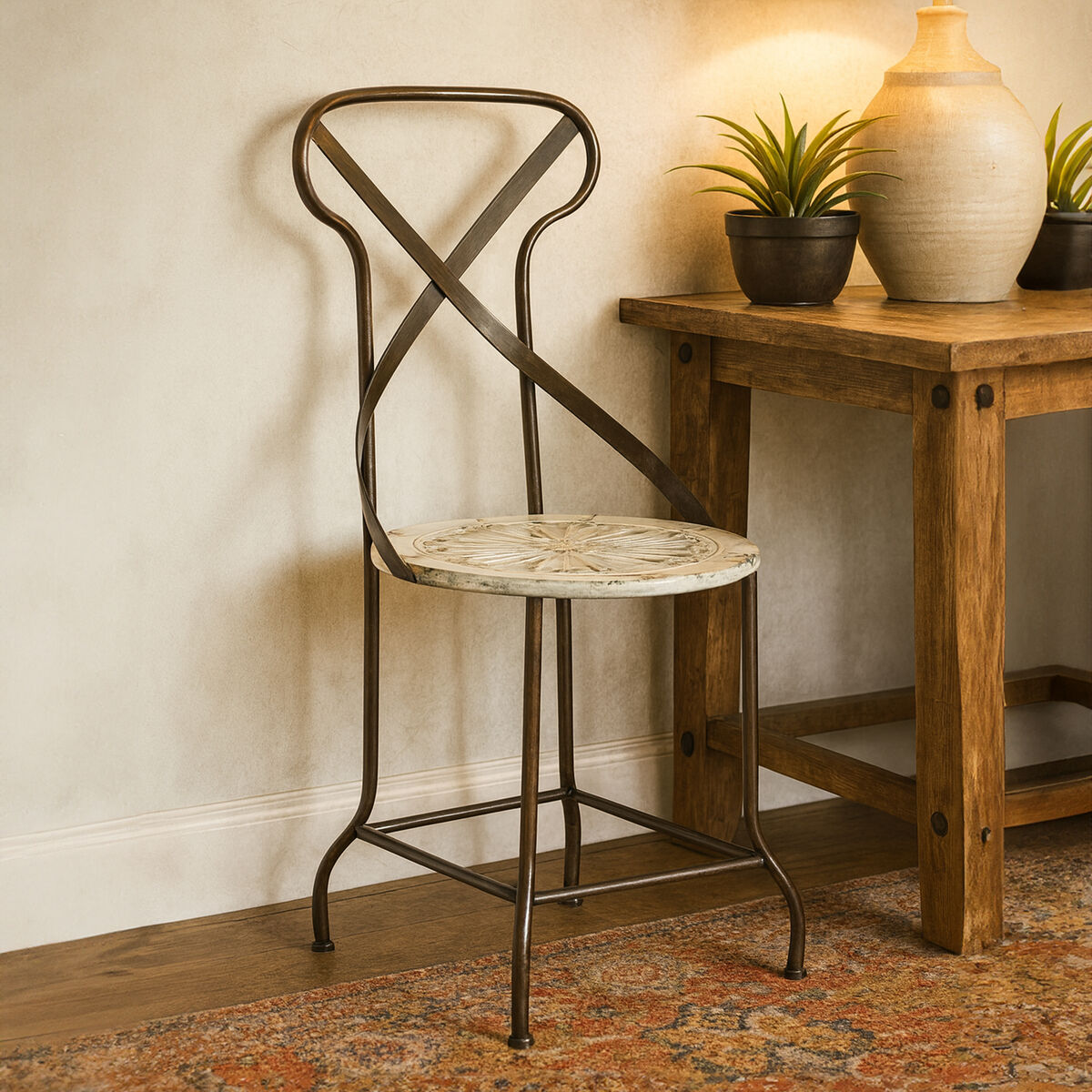 Artisan Cream Seat Metal Chair - image 1