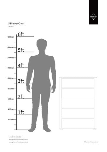 Moritz Black High Gloss 5 Drawer Chest