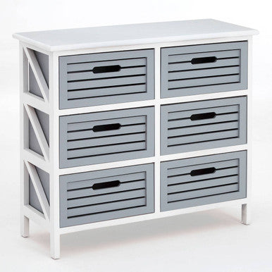 Vermont 6 Grey Drawers Unit
