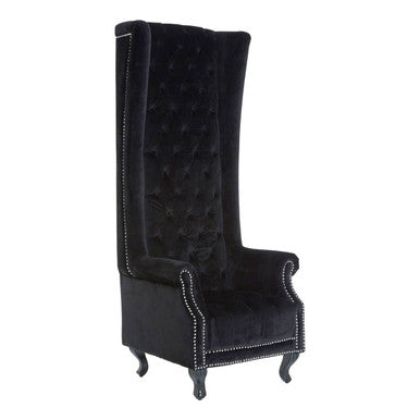 Regents Park Black Velvet Tall Porter Chair - image 2