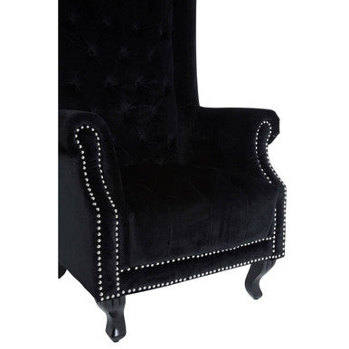 Regents Park Black Velvet Tall Porter Chair