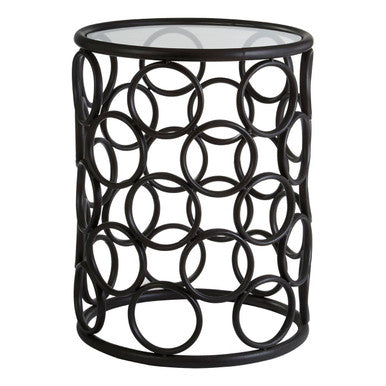 Antalya Black Round Side Table with Glass Top - image 1