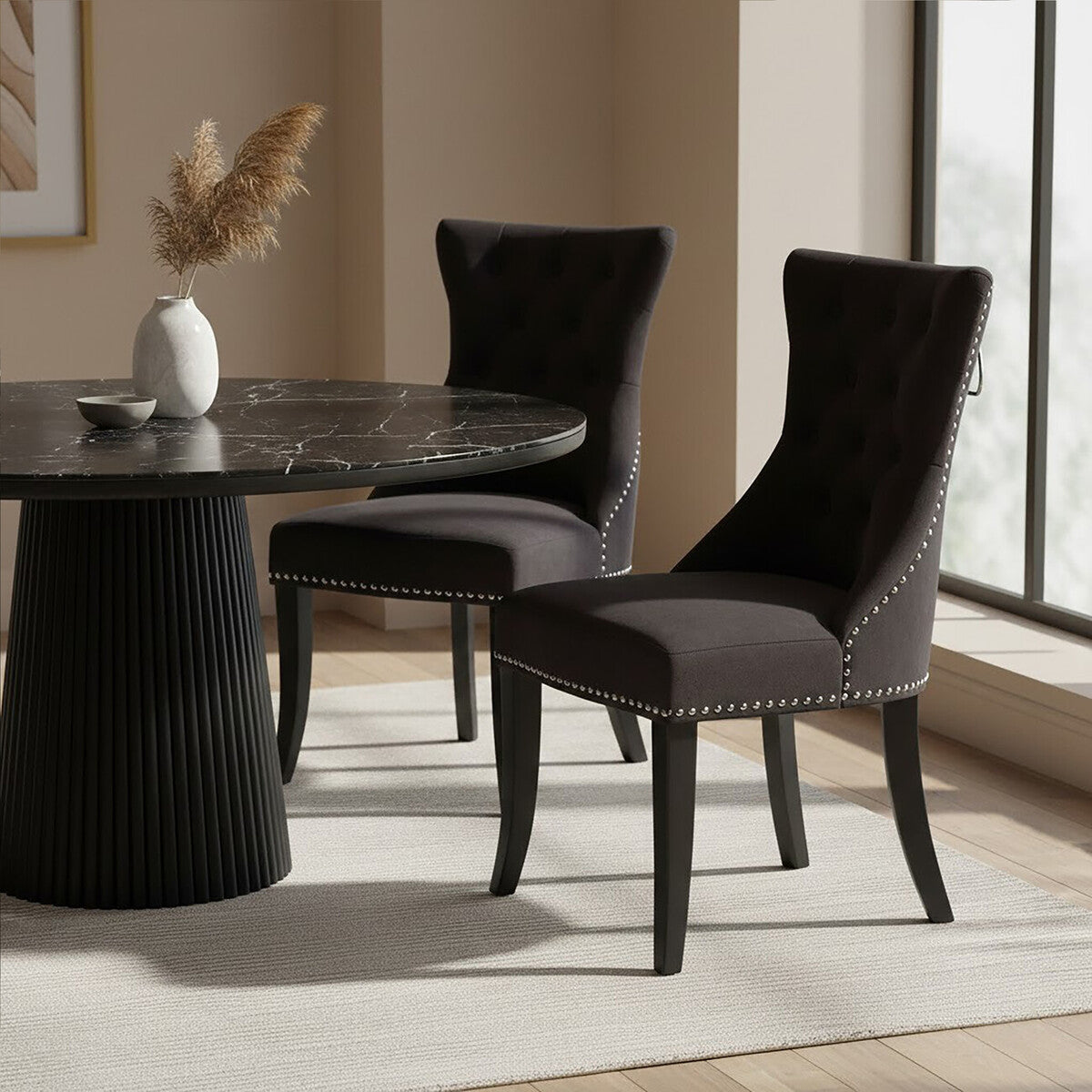 Regents Park Black Cotton Velvet Dining Chair