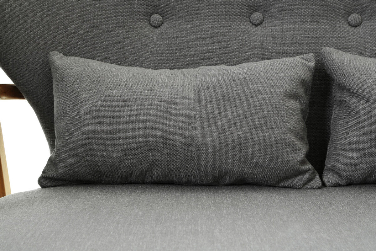 Stockholm 2 Seat Grey Sofa With Birchwood Frame