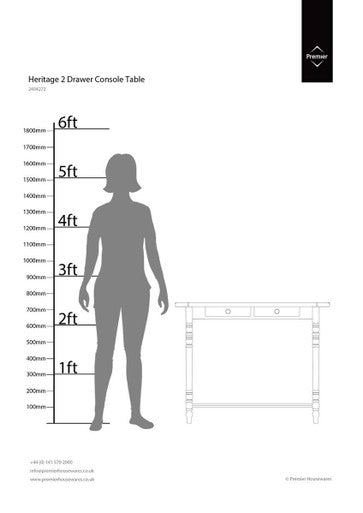 Heritage 2 Drawers White Console Table