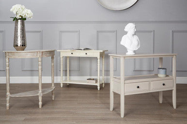 Heritage 2 Drawers White Console Table