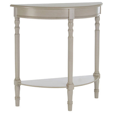 Small round table with a white shelf on a white background
