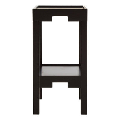 Black Wooden Side Table with Two Tier Shelves, Osaka