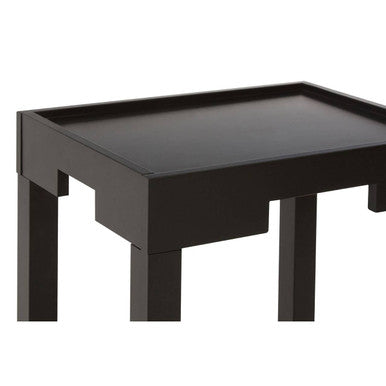 Black Wooden Side Table with Two Tier Shelves, Osaka