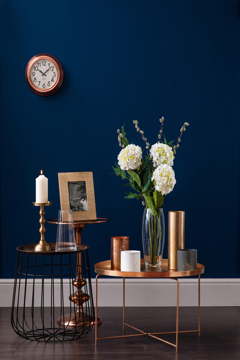 Gold Finish Copper Tray Top and Black Finish Base Side Table, Templar