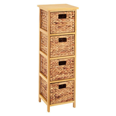 Padstow 4 Basket Drawers Natural Water Storage Unit