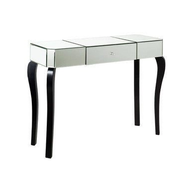 Mirror table with black legs on a white background