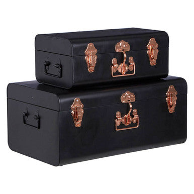 Parley Set Of Two Black Storage Trunks