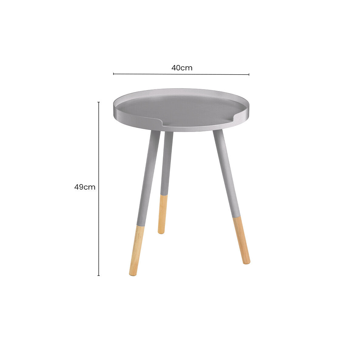 Grey Round Side Table with Natural Wood Effect Feet | Viborg