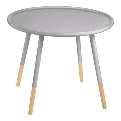 Grey Large Round Side Table with Natural Wood Effect Feet, Viborg