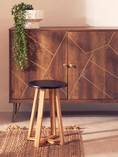 Viborg Black Bamboo Round Stool