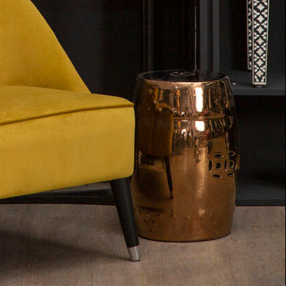 Torcello Complements Copper Finish Table And Stool - image 1