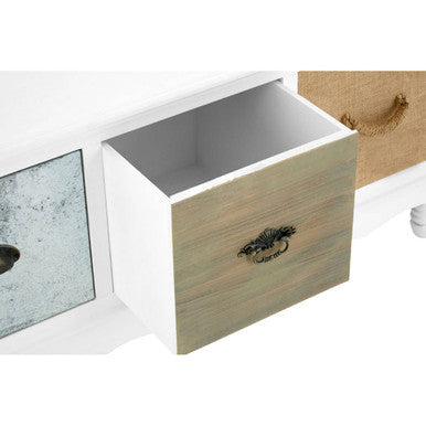 White and Natural Storage Rectangular Coffee Table with 3 Drawers, Weymouth
