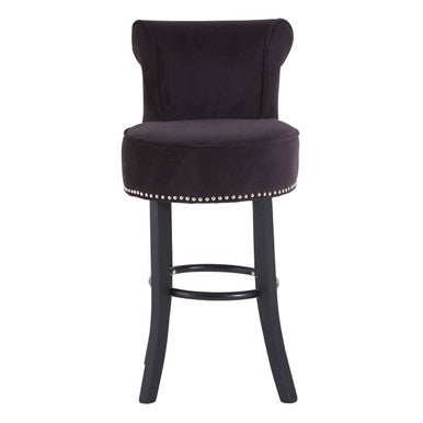 Black bar stool with studded detail on a white background