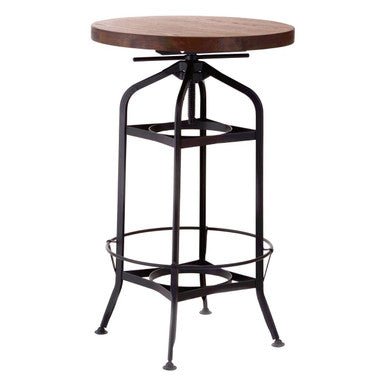 Natural Walnut Top and Black Metal Base Bar Table | New Foundry