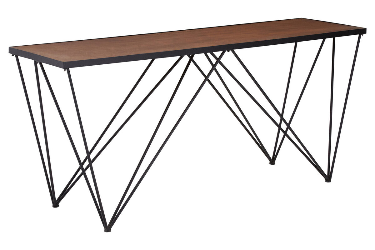 Brown Wood Top Console Table with Black Iron Legs, New Foundry