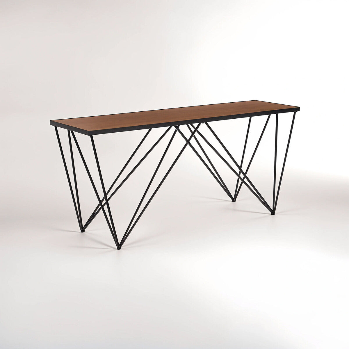 Brown Wood Top Console Table with Black Iron Legs, New Foundry