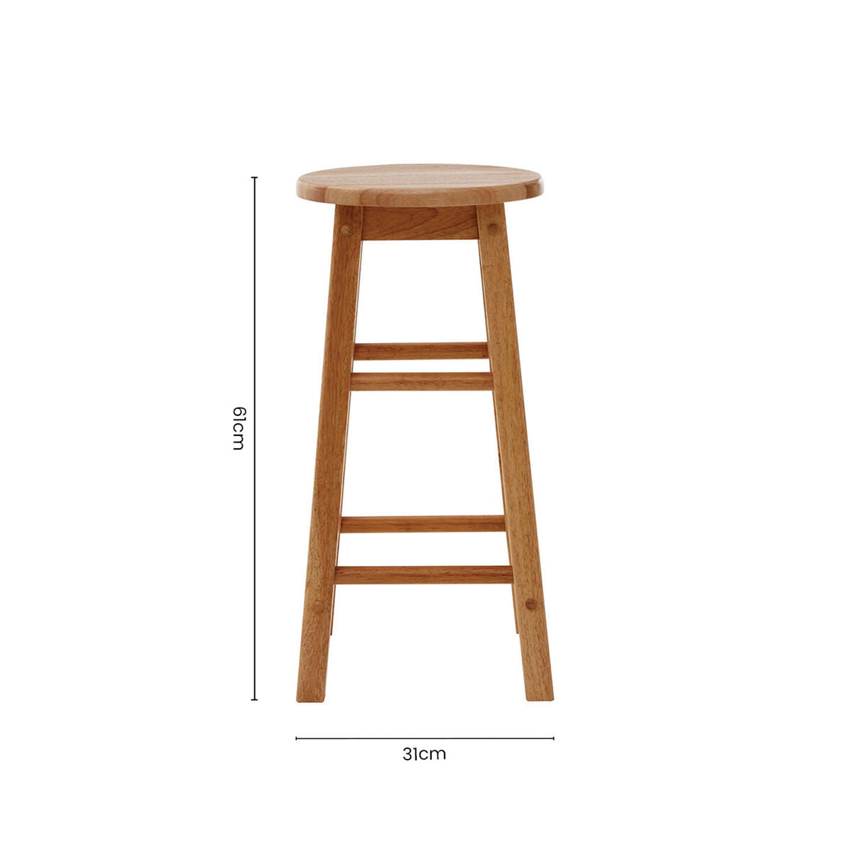 Natural Tropical Hevea Wood Bar Stool | Selby
