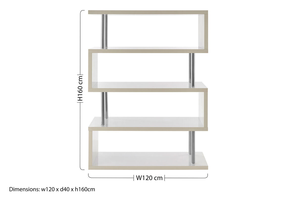 Maze 4 Tier White Gloss Wide Shelf Unit