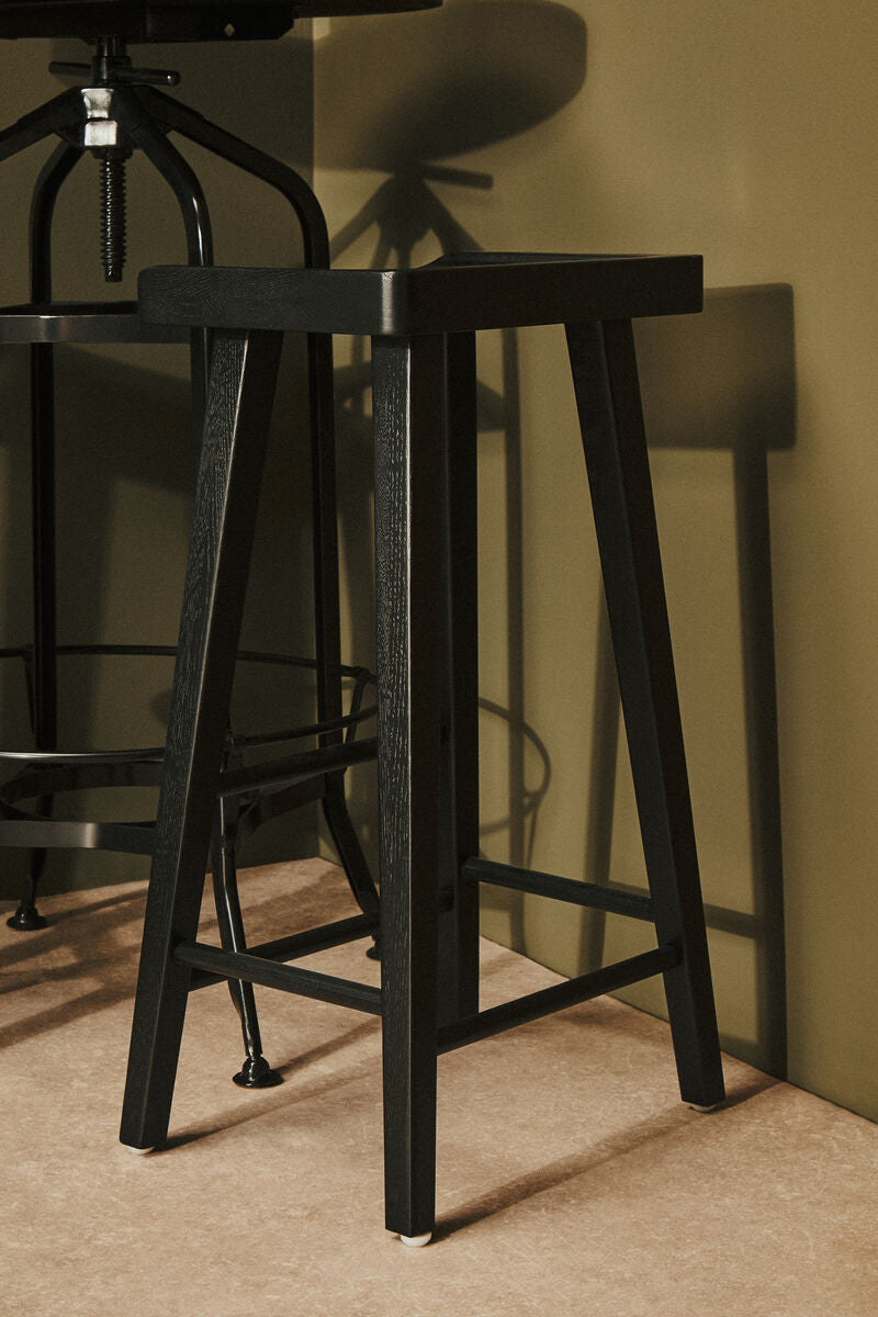 Lyon Black Oak Wood Bar Stool