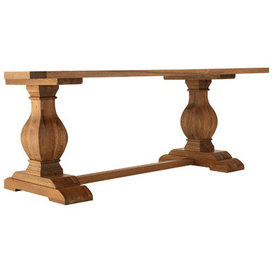 Warm Brown Oak Wooden Dining Table with Sculpted Chunky Legs, Lyon