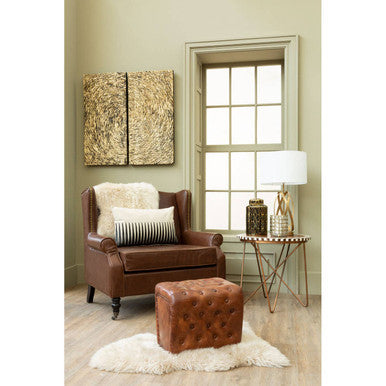 Fulham Brown Leather Effect Wing Armchair - image 3