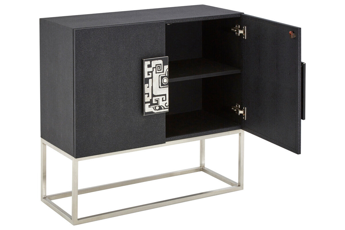 Pacific Black Faux Shark Skin Large Cabinet
