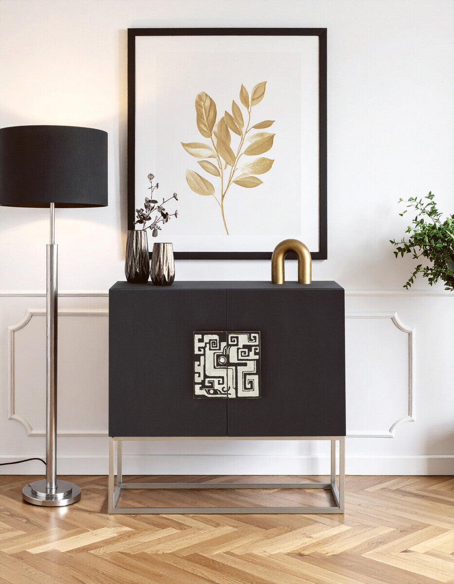 Pacific Black Faux Shark Skin Large Cabinet