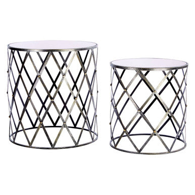 Avantis Set Of Two Diamond Design Silver Tables