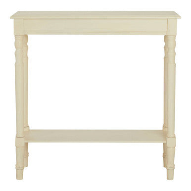 White wooden side table on a white background