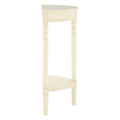 White Pine Wood Ivory Rounded Console Table, Heritage