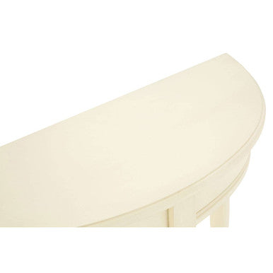 White Pine Wood Ivory Rounded Console Table, Heritage