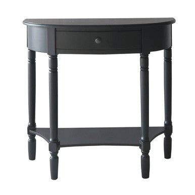 Black Wooden Half Moon One Drawer Black Console Table | Heritage