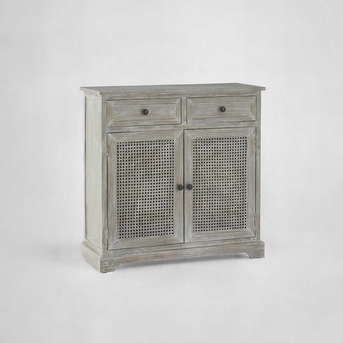 Heritage Natural Wood Washed Finish Lattice Door Cabinet