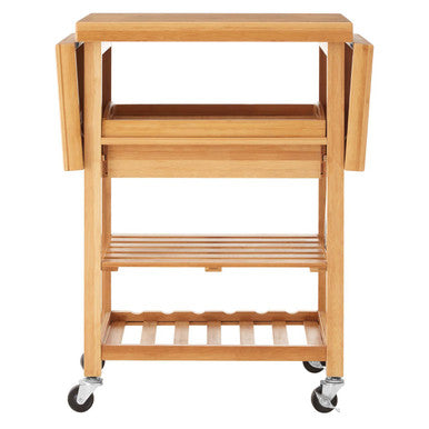 Natural Kitchen Trolley with Drawers and Shelves | Harlow